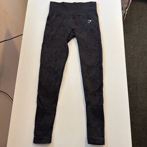 Gymshark Camo Seamless Leggings Black Charcoal Small High Waisted Workout